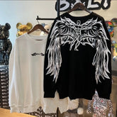 Threebooy Harajuku New Oversized Wing Pattern Round Neck Sweatshirt Men Clothing Casual Hip Hop Sports Long Sleeve Pullover Streetwear